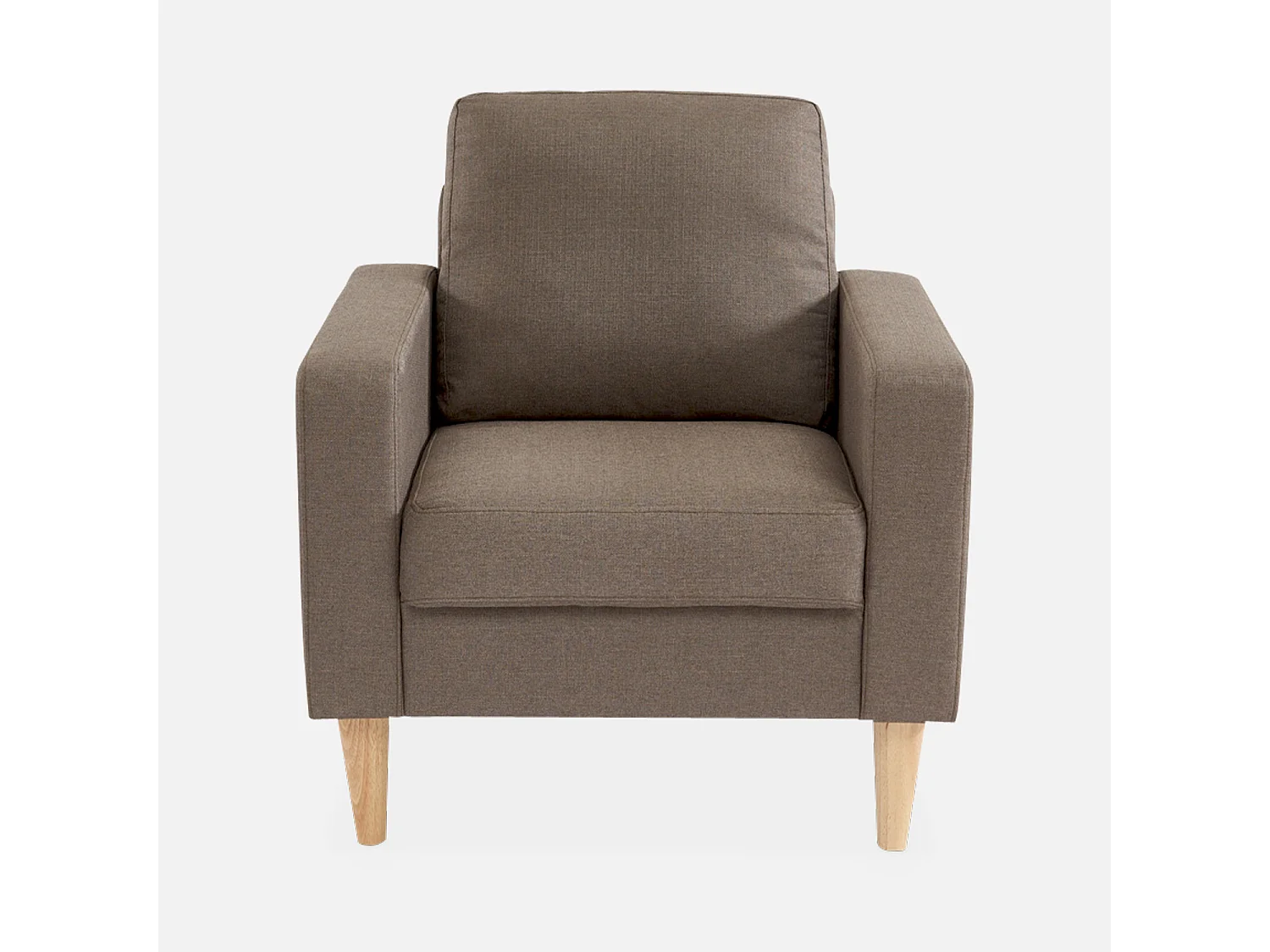 Poltrona scandinava in legno e tessuto, marrone