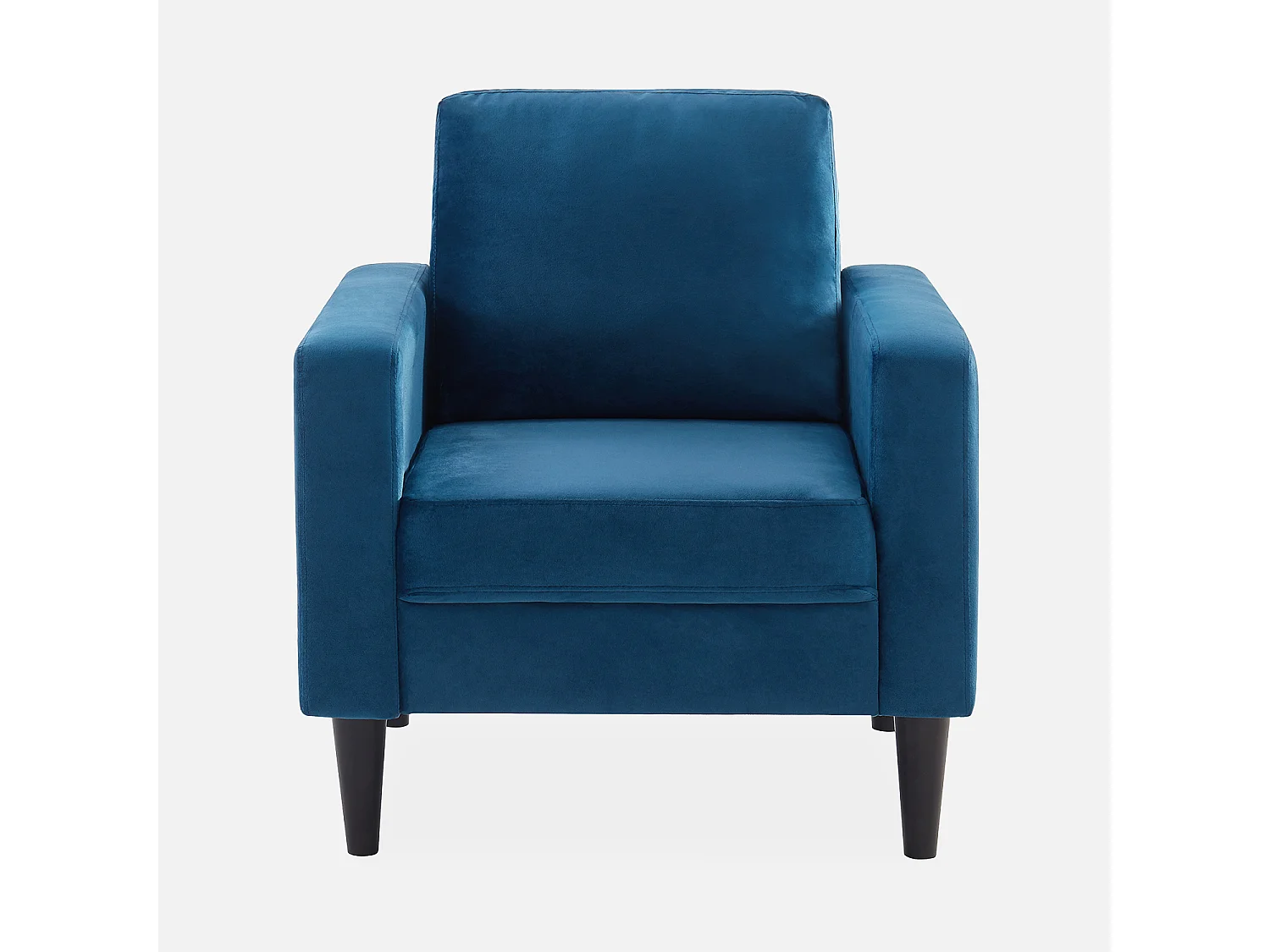 Poltrona scandinava in legno e velluto, blu