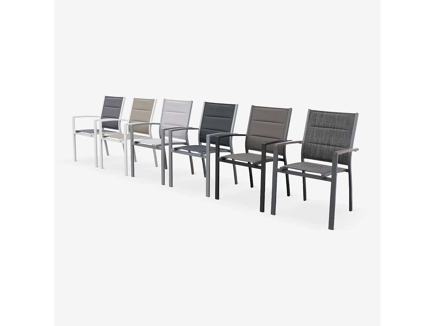 Silla de jardín apilable de aluminio, set de 2 gris