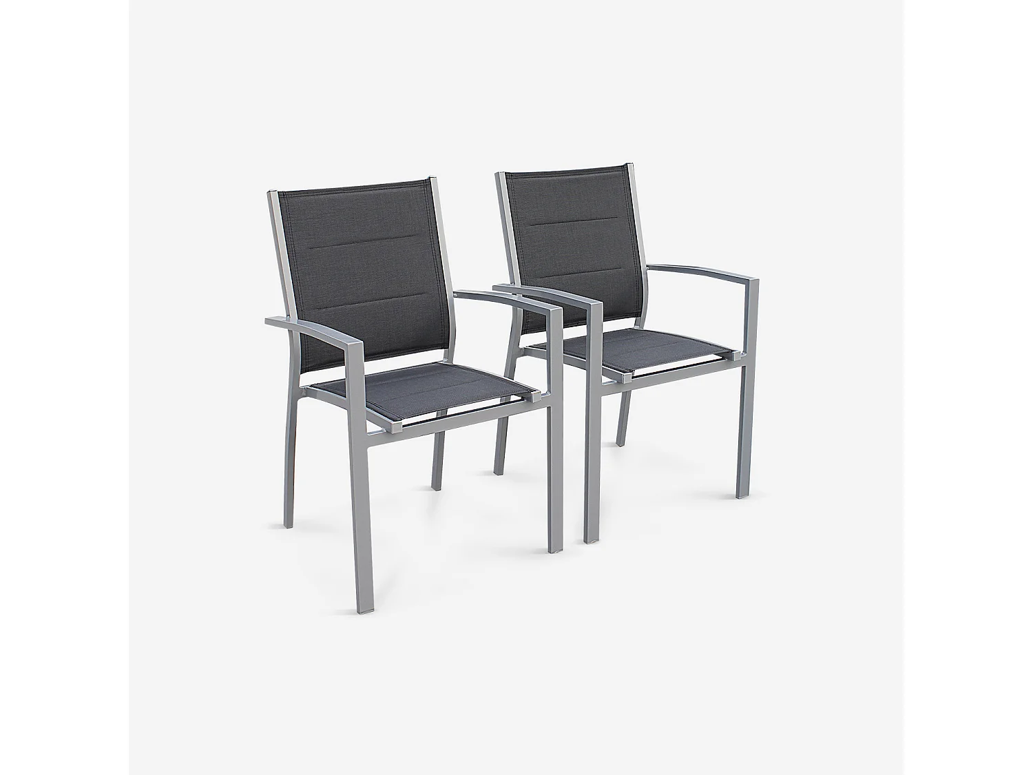 Silla de jardín apilable de aluminio, set de 2 gris