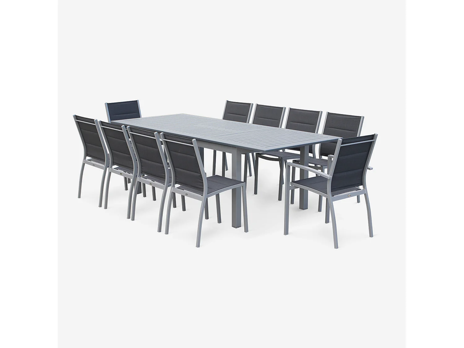 Silla de jardín apilable de aluminio, set de 2 gris