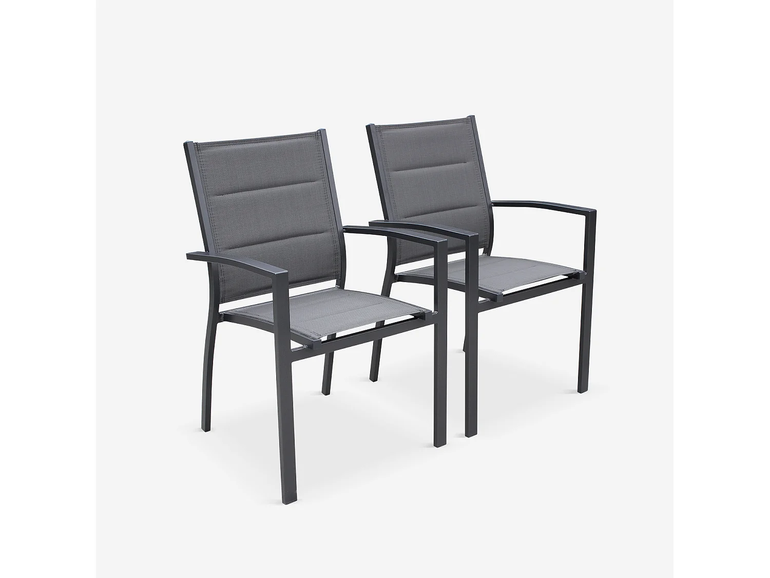 Set di 2 poltrone da giardino in alluminio e textilene, antracite