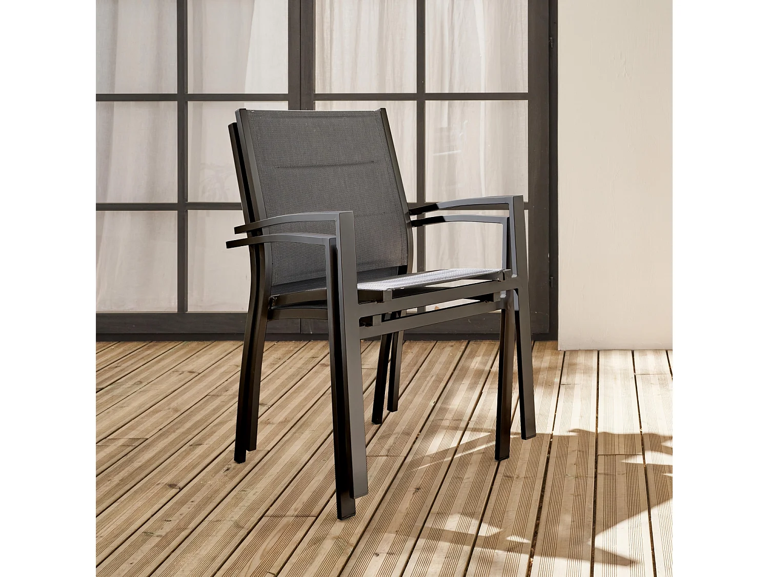 Set di 2 poltrone da giardino in alluminio e textilene, antracite