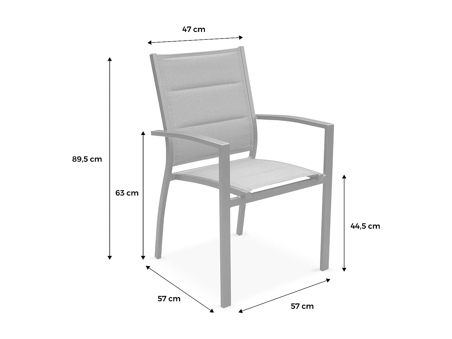 Set di 2 poltrone da giardino in alluminio e textilene, antracite