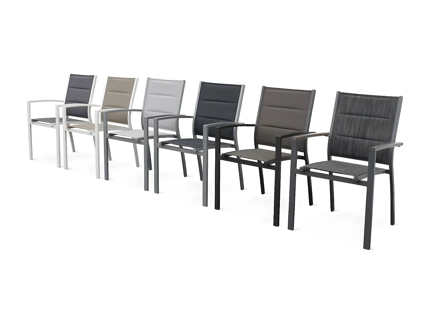 Set di 2 poltrone da giardino in alluminio e textilene, bianco