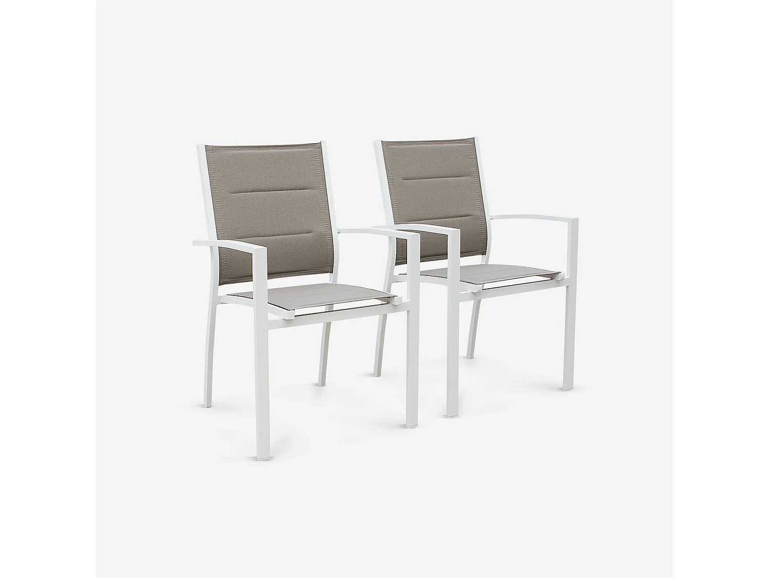 Set di 2 poltrone da giardino in alluminio e textilene, bianco