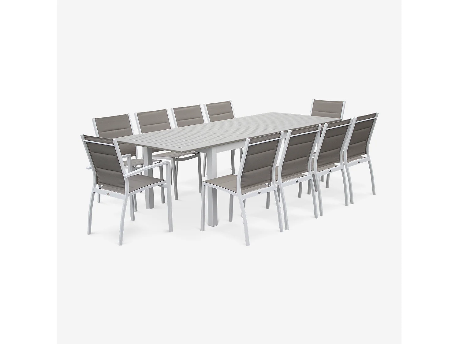 Set di 2 poltrone da giardino in alluminio e textilene, bianco