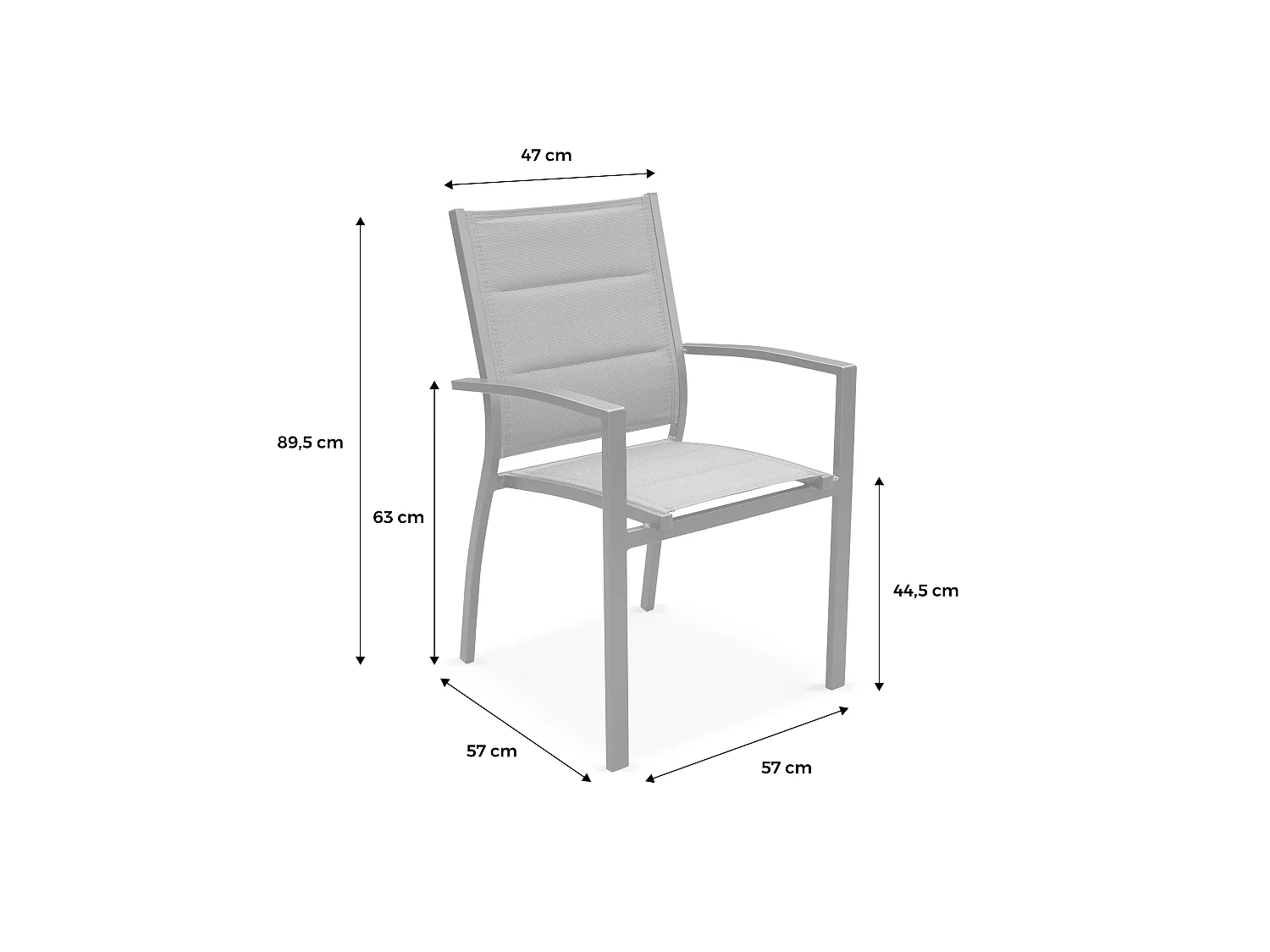 Set di 2 poltrone da giardino in alluminio e textilene, bianco