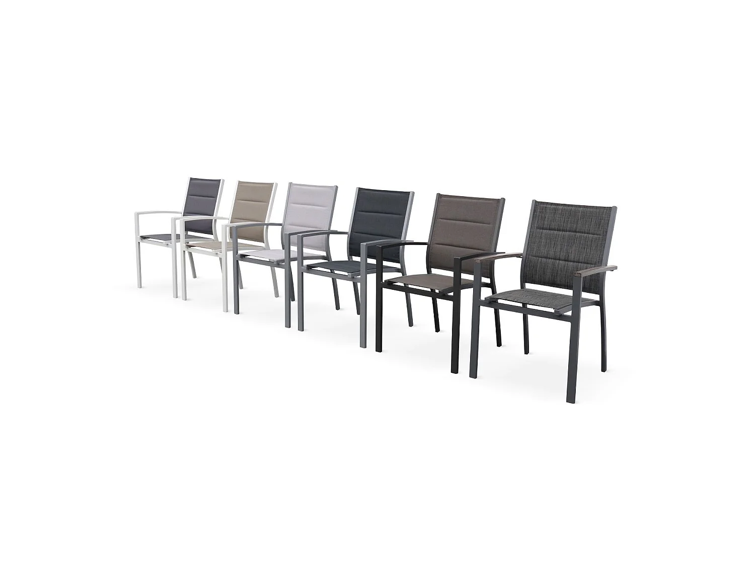 Set di 2 poltrone da giardino in alluminio e textilene, bianco