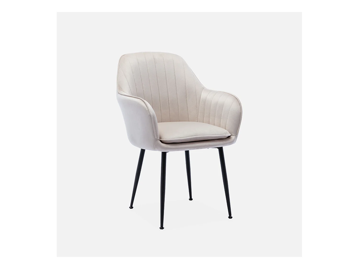 Poltrona in velluto con gambe in metallo, bianco sporco