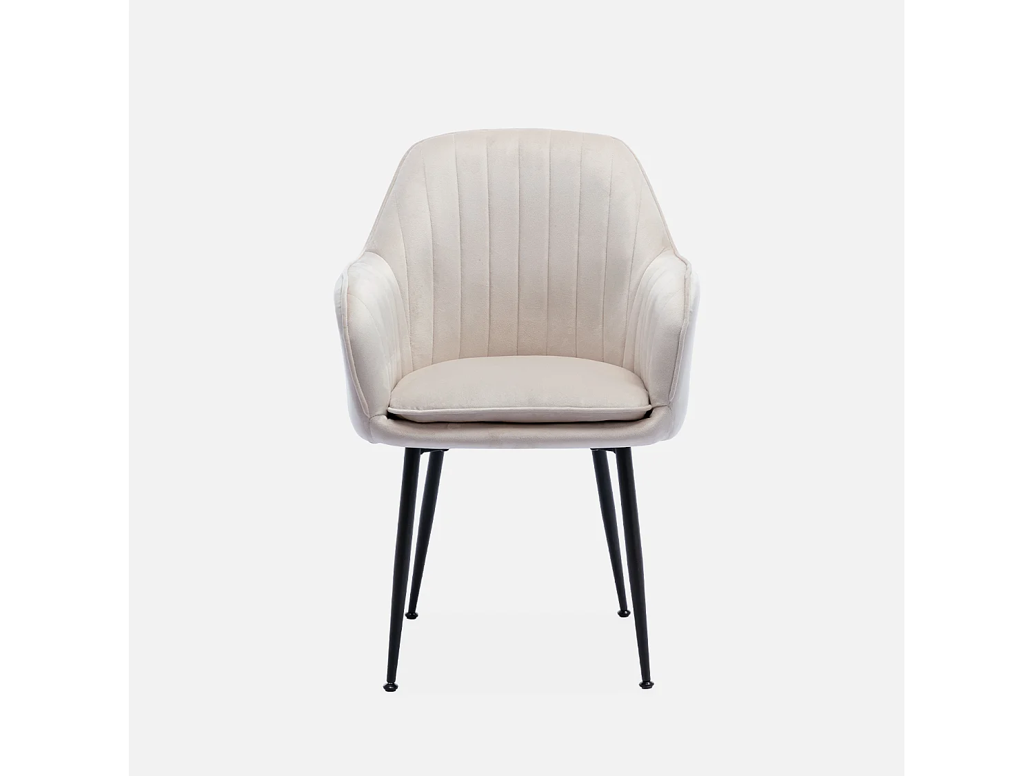 Poltrona in velluto con gambe in metallo, bianco sporco