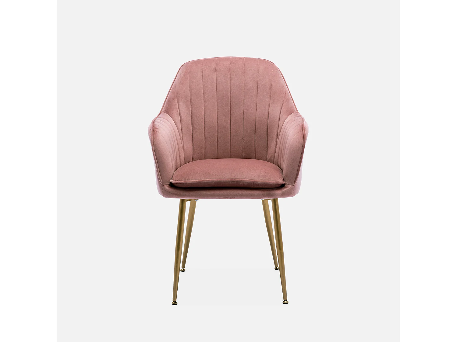 Poltrona in velluto con gambe in metallo, rosa antico