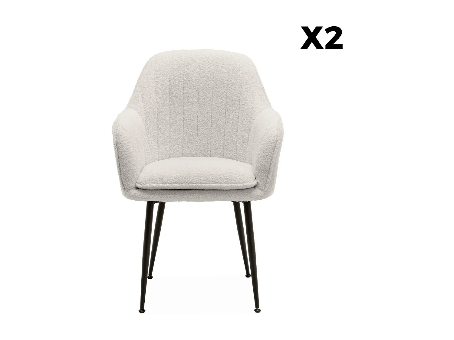 Set 2 poltrone bouclé, gambe in metallo, bouclé bianco