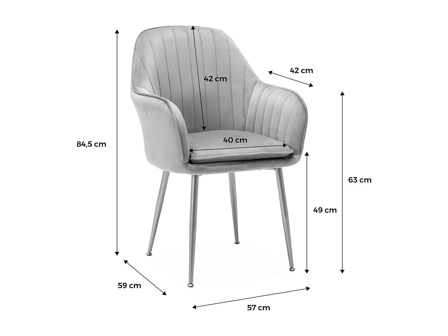 Lot de 2 fauteuils en bouclette et pieds en métal noir mat. Shella L 57 x P 59 x H 84.5