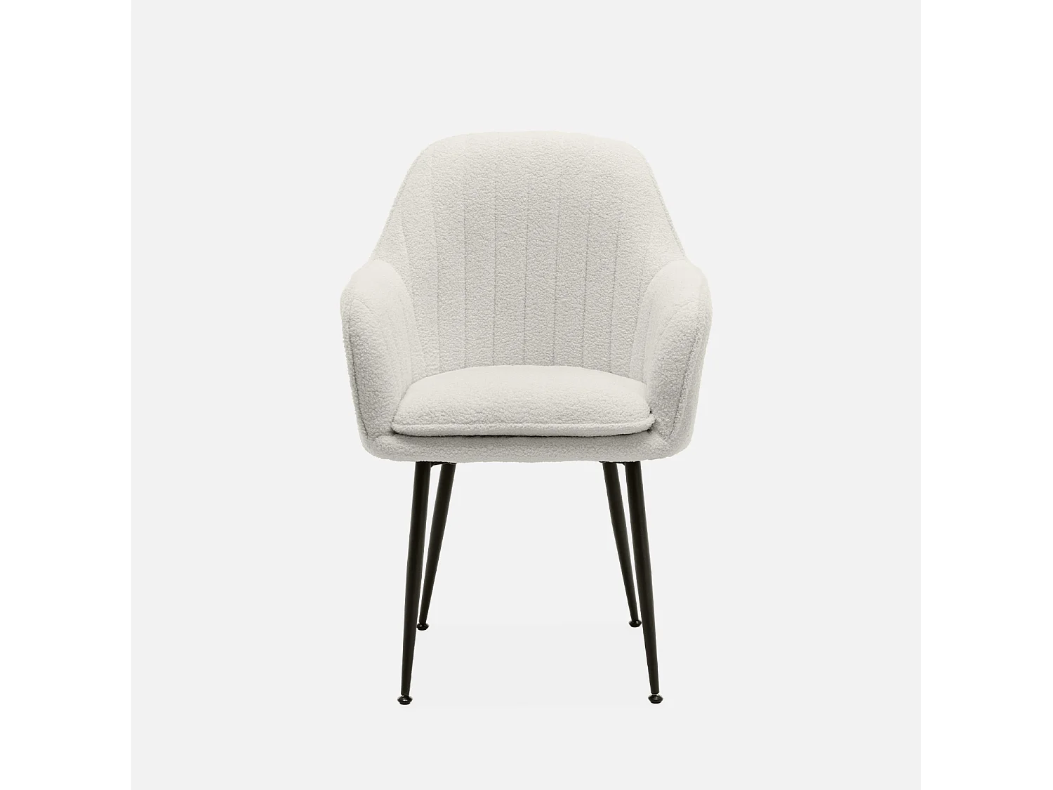 Poltrona in tessuto bouclé con gambe in metallo, bouclé bianco