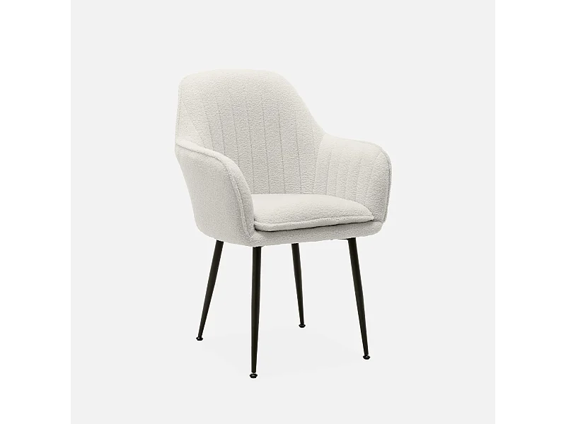 Poltrona in tessuto bouclé con gambe in metallo, bouclé bianco