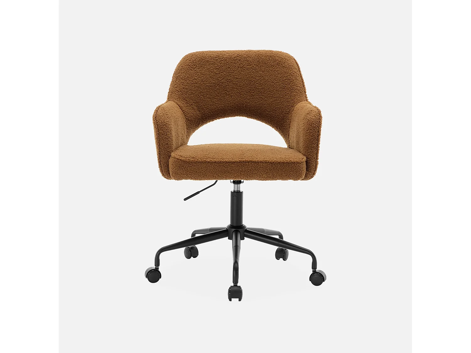 Sedia da ufficio bouclé con rotelle, ocra