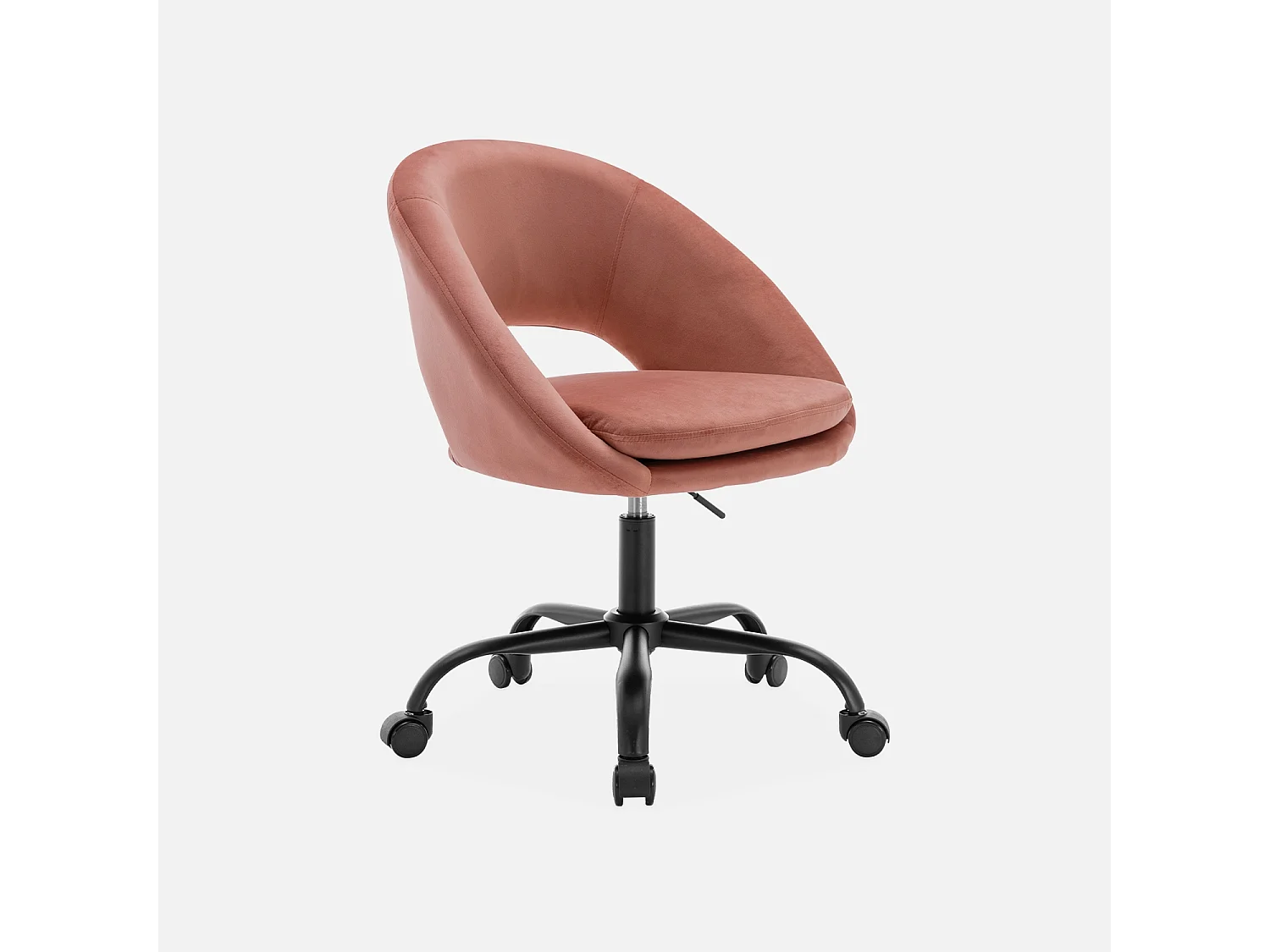 Silla de oficina de terciopelo con ruedas rosa viejo