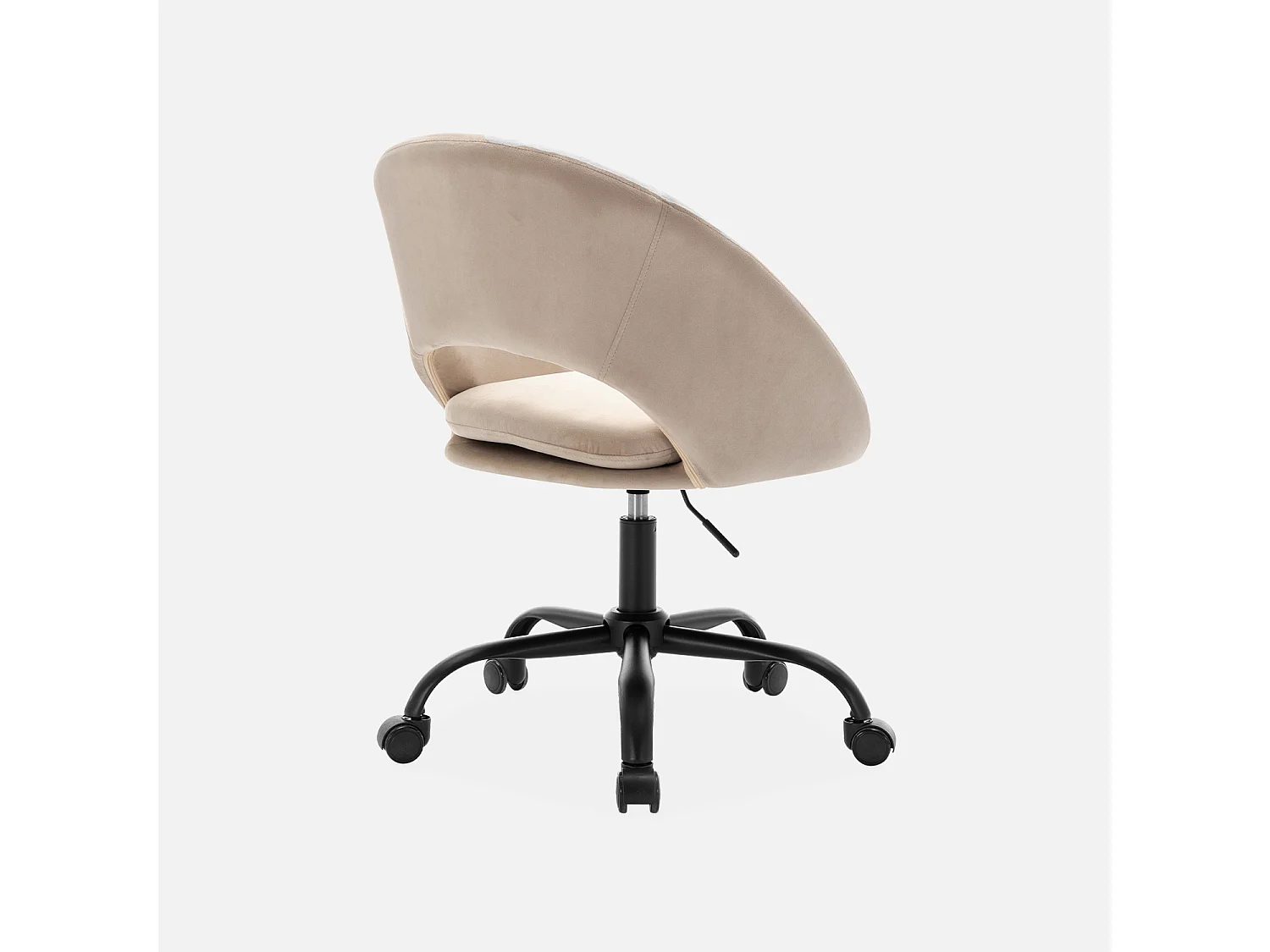 Sedia da ufficio con rotelle in velluto, bianco sporco