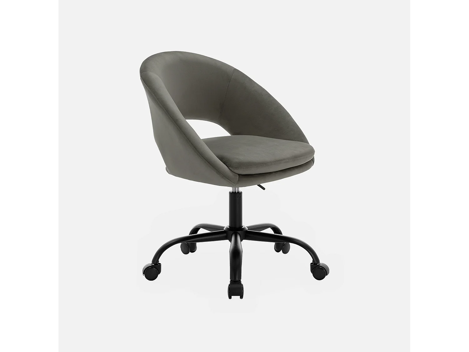 Sedia da ufficio con rotelle in velluto, grigio