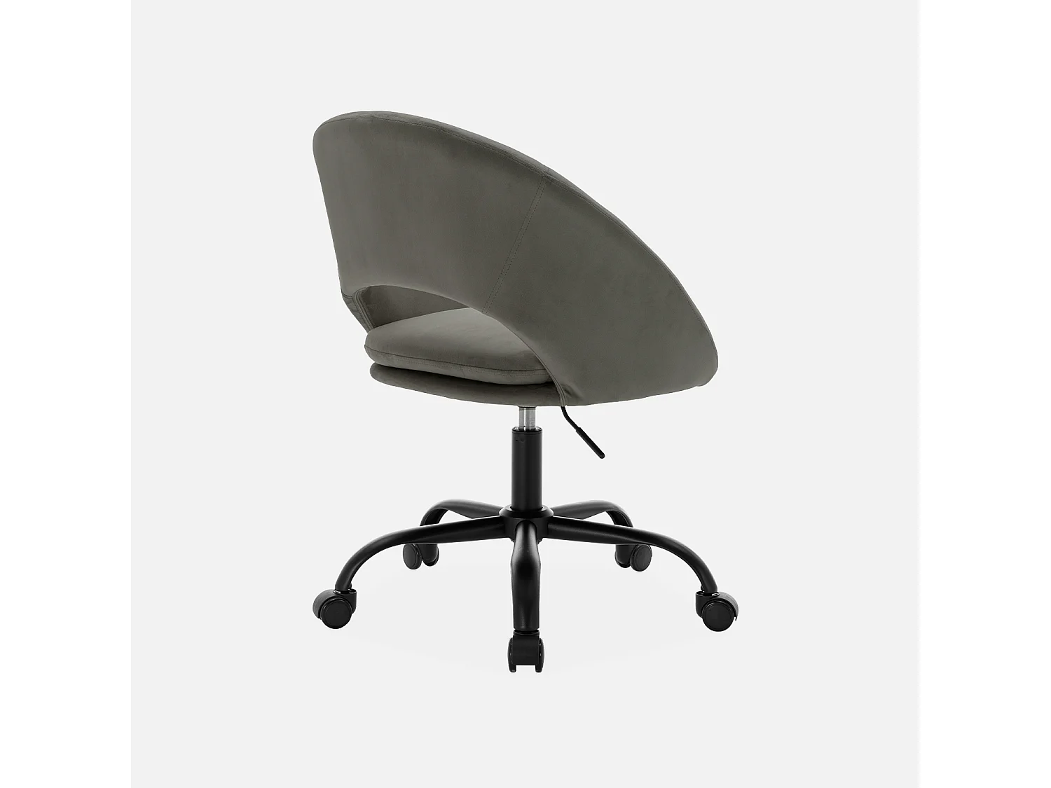 Sedia da ufficio con rotelle in velluto, grigio