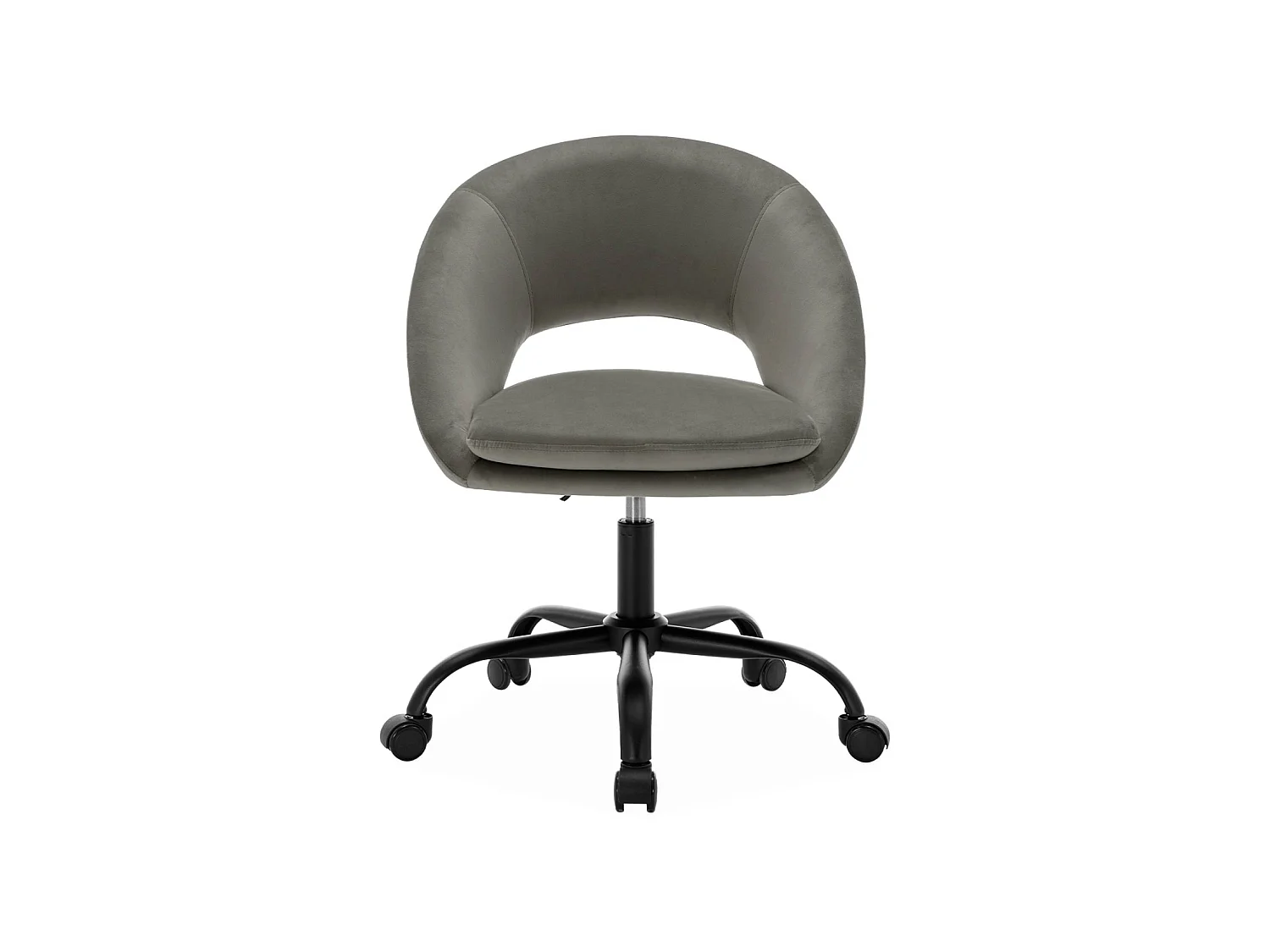 Sedia da ufficio con rotelle in velluto, grigio