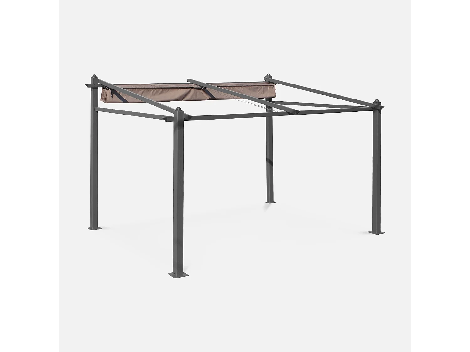 Pérgola 3x4m de aluminio con cubierta corredera pardo