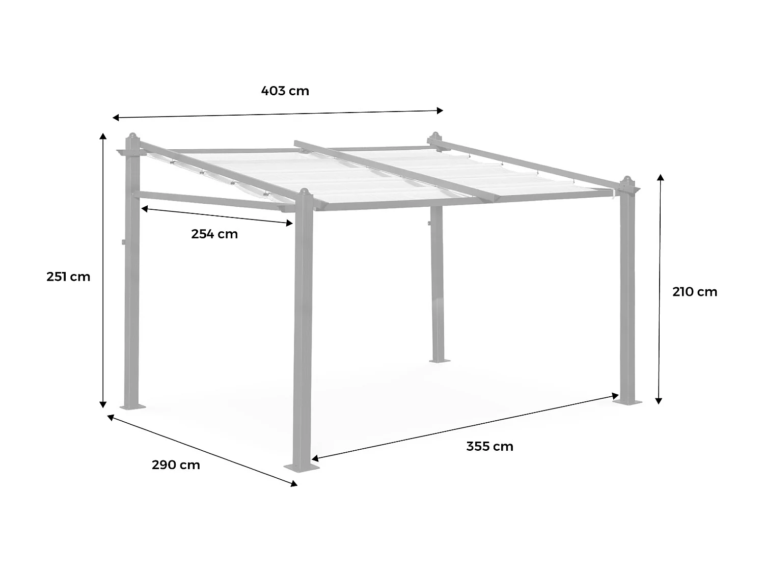 Pérgola 3x4m de aluminio con cubierta corredera pardo