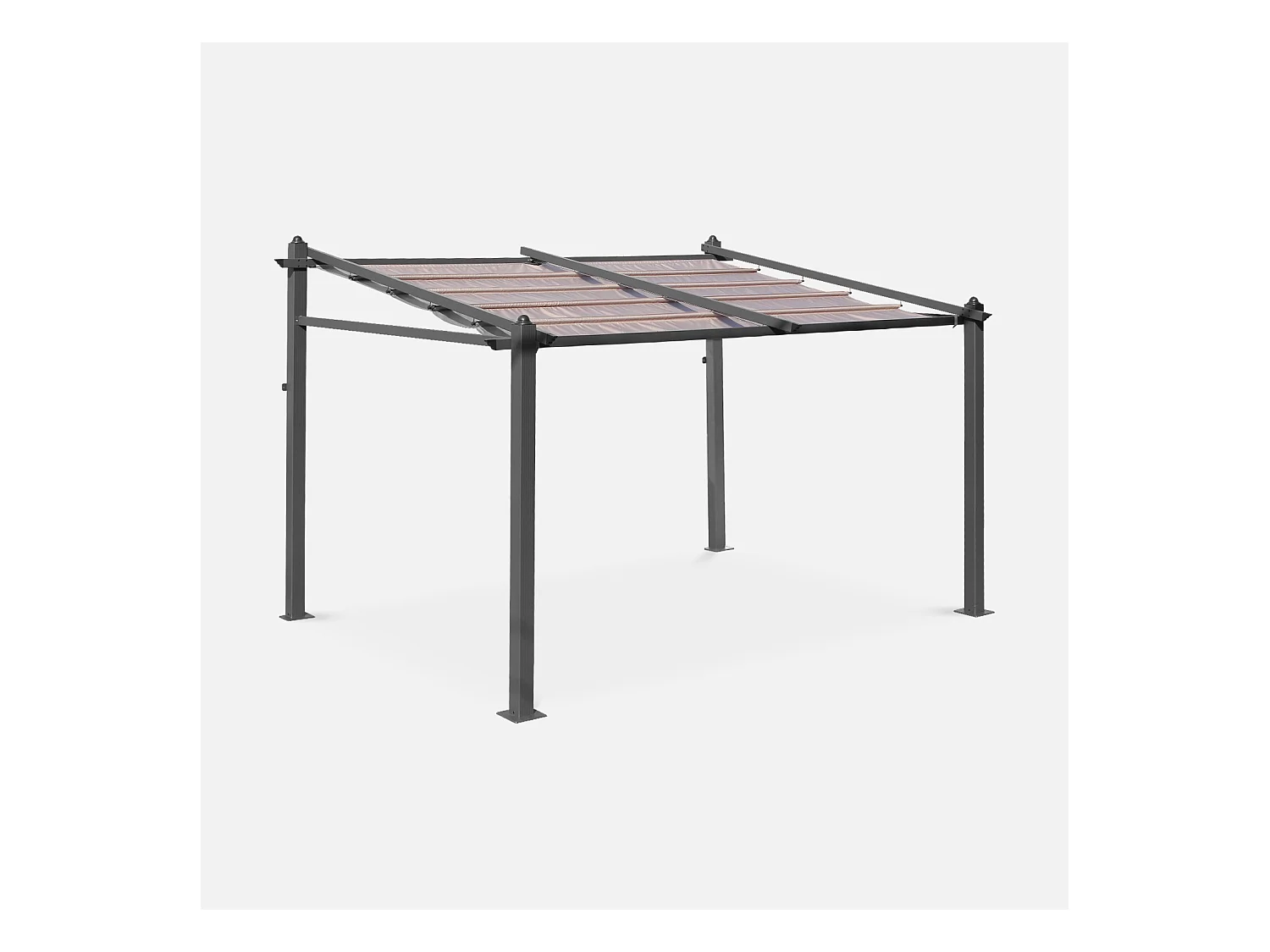 3x4m  pergola in alluminio con copertura scorrevole, beige
