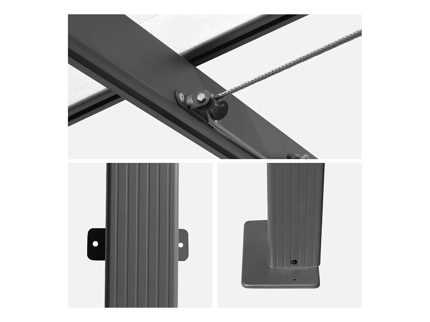 Pergola murale en aluminium - Murum 3x4m - Toile taupe - Tonnelle idéale pour votre terrasse. toit retractable. toile coulissante. structure aluminium