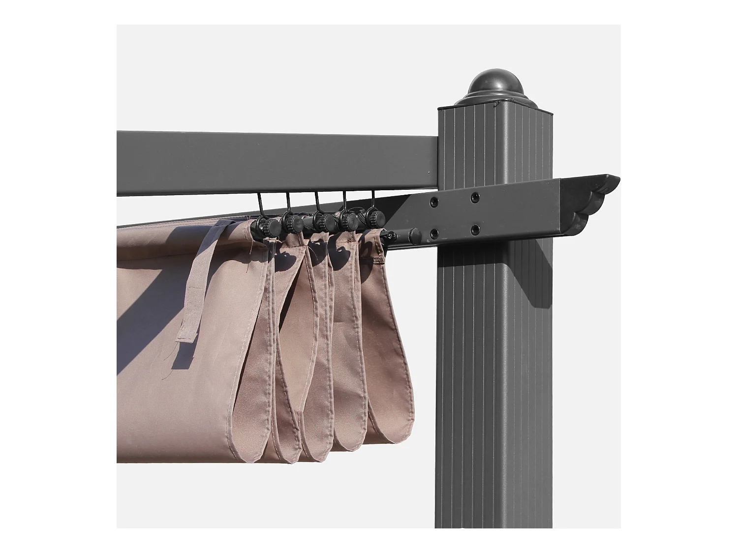 Pergola murale en aluminium - Murum 3x4m - Toile taupe - Tonnelle idéale pour votre terrasse. toit retractable. toile coulissante. structure aluminium