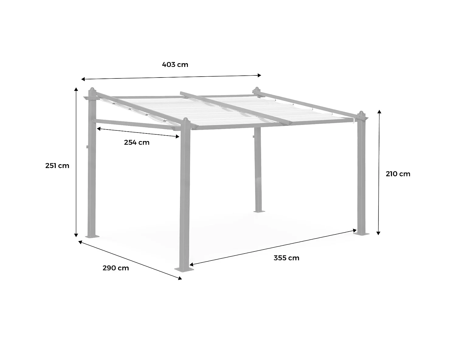Pergola murale en aluminium - Murum 3x4m - Toile taupe - Tonnelle idéale pour votre terrasse. toit retractable. toile coulissante. structure aluminium