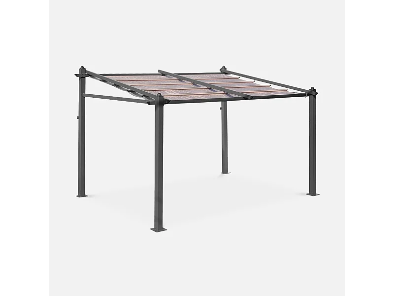 Pérgola 3x4m de aluminio con cubierta corredera pardo
