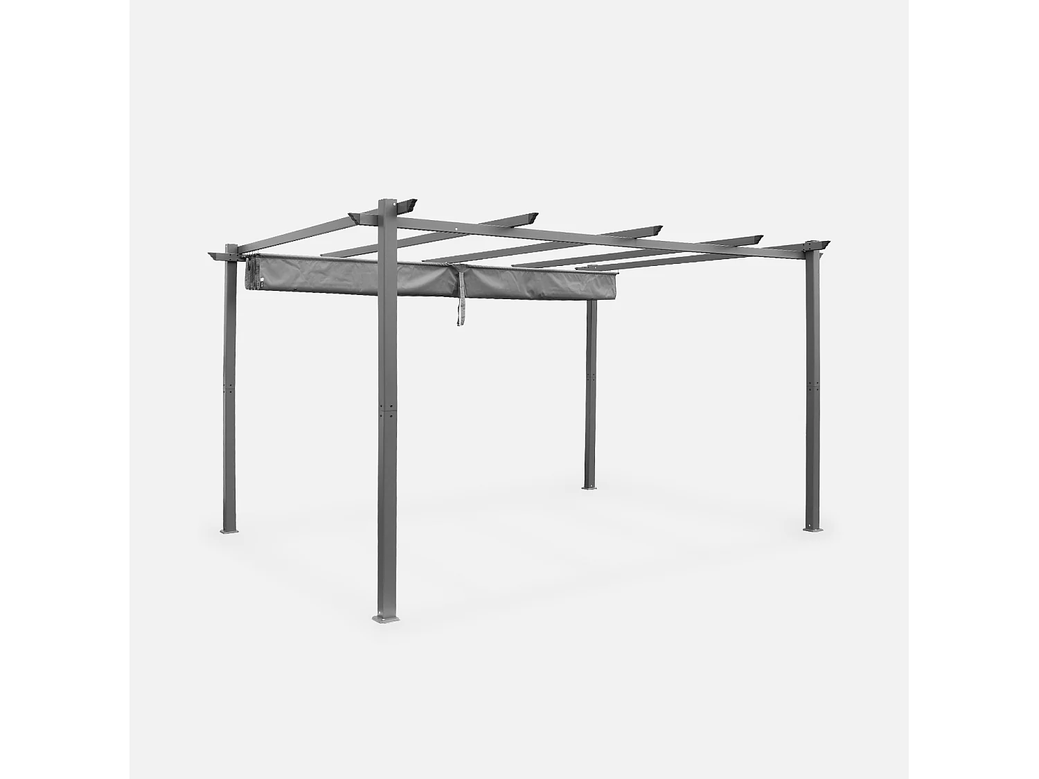 Pergola 3x4m in alluminio con telo scorrevole, grigio