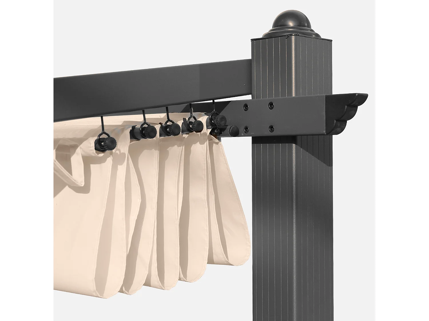 Pergola murale en aluminium - Murum 3x4m - Toile beige - Tonnelle idéale pour votre terrasse. toit retractable. toile coulissante. structure aluminium