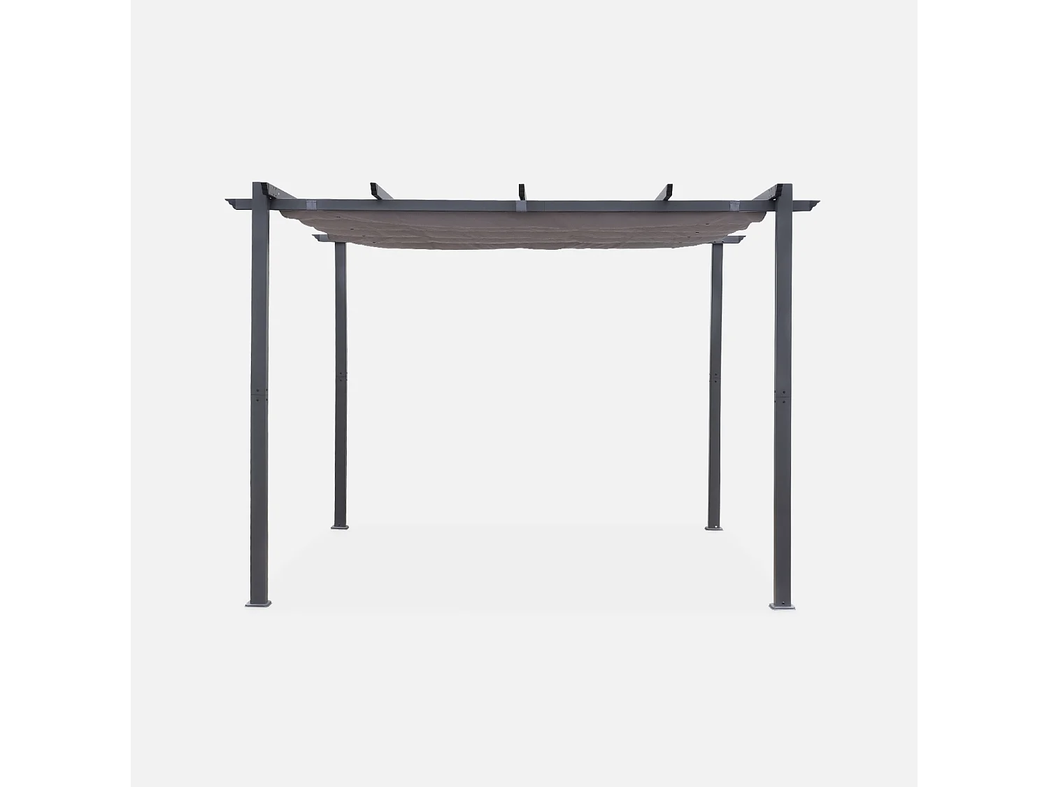 Pergola aluminium - Isla 3x3m -  Toile grise - Tonnelle idéale pour votre terrasse. toit rétractable. toile coulissante. structure aluminium