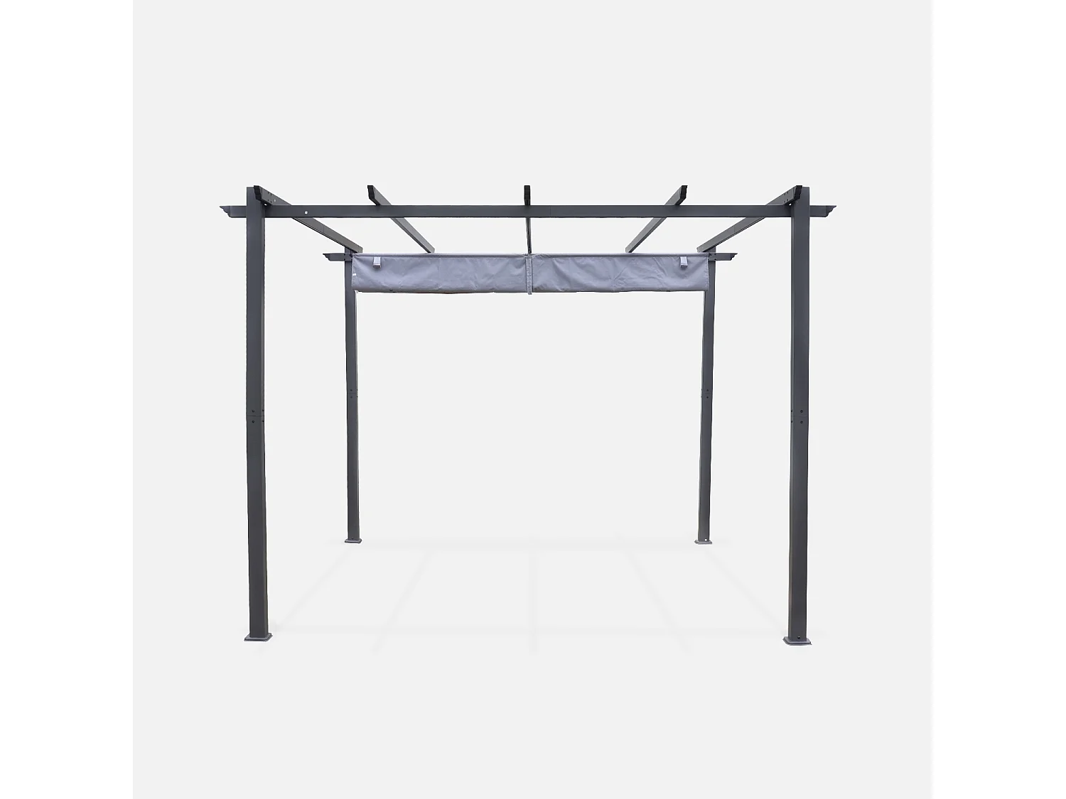 Pergola aluminium - Isla 3x3m -  Toile grise - Tonnelle idéale pour votre terrasse. toit rétractable. toile coulissante. structure aluminium