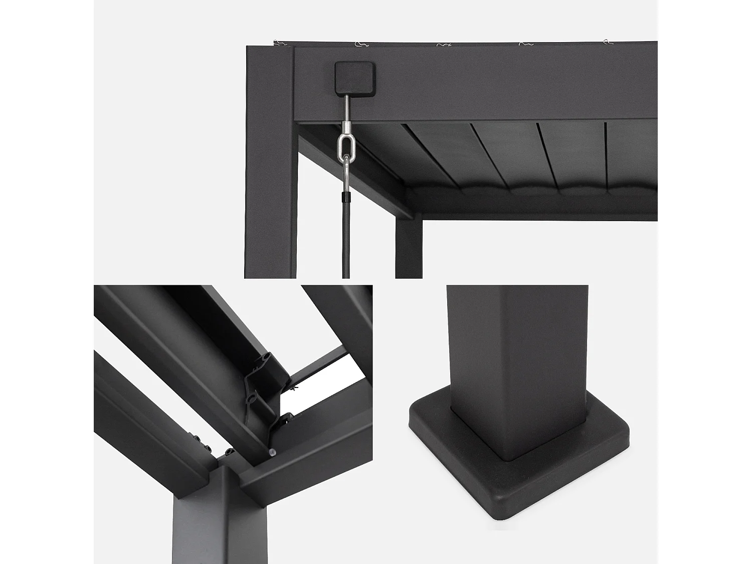 Pérgola bioclimática 3x3m de aluminio e aluminio y acero con lamas