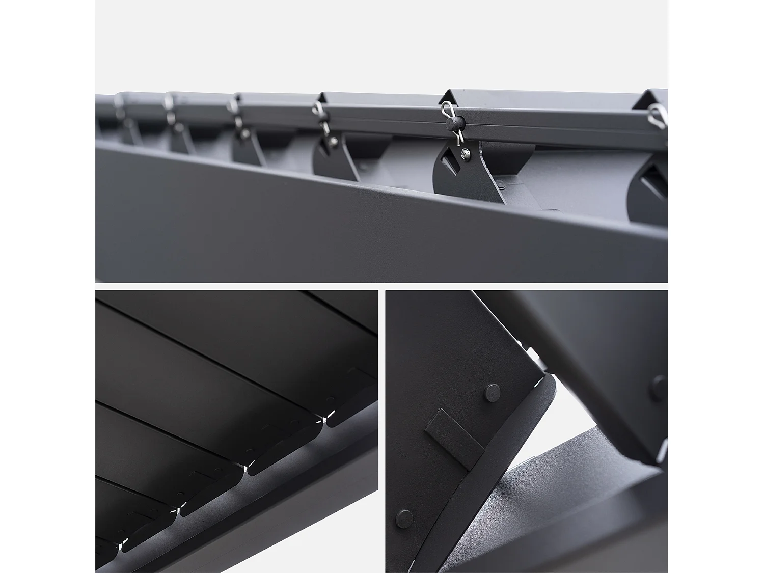 Pérgola bioclimática 3x3m de aluminio con lamas orientables antracita