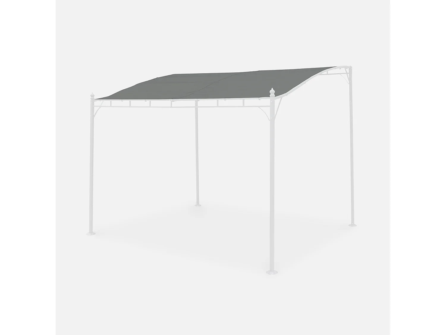 Toile de toit grise pour tonnelle 3x2.5m Brestum - toile de rechange pergola. toile de remplacement