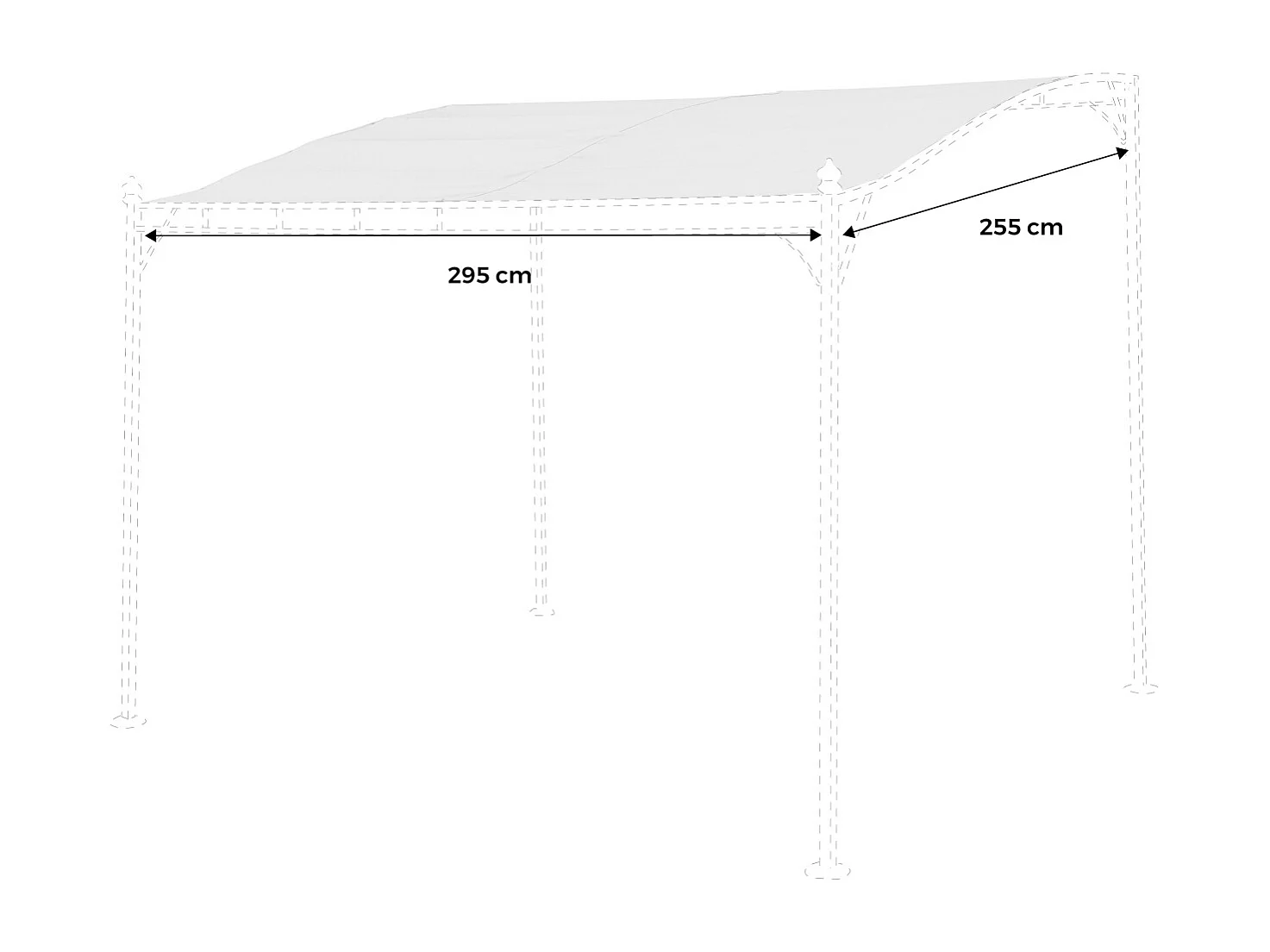 Toile de toit grise pour tonnelle 3x2.5m Brestum - toile de rechange pergola. toile de remplacement