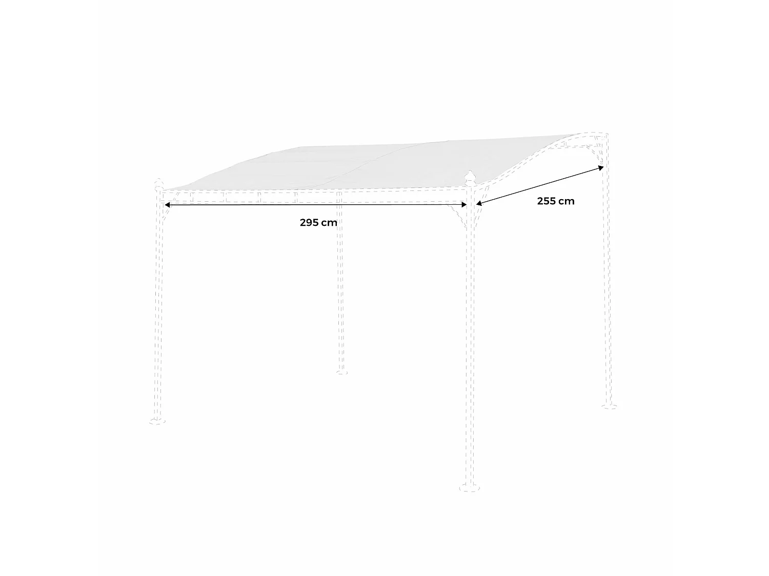 Toile de toit grise pour tonnelle 3x2.5m Brestum - toile de rechange pergola. toile de remplacement