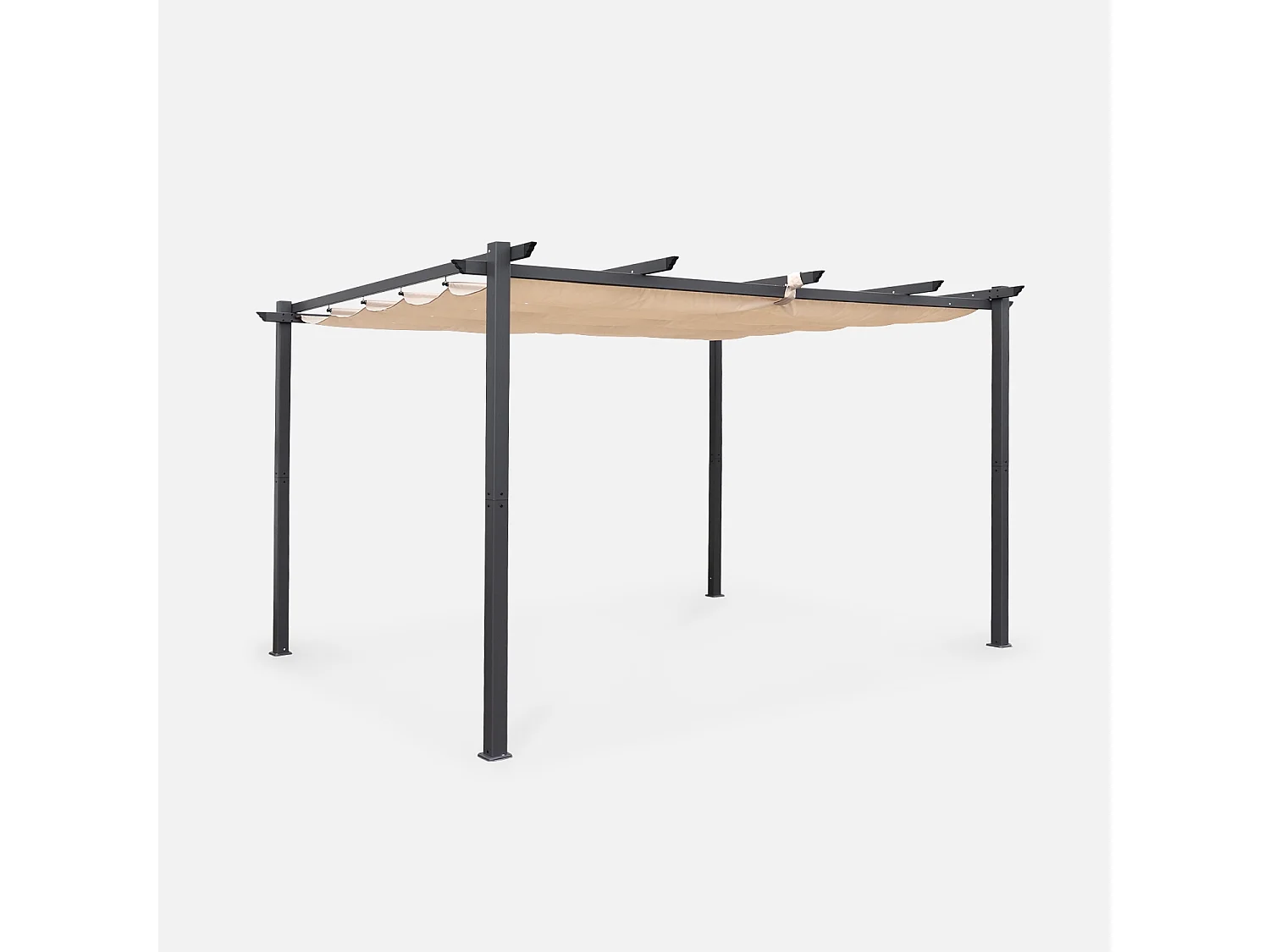 Pergola aluminium - Isla 3x4m -  Toile beige - Tonnelle idéale pour votre terrasse. toit rétractable. toile coulissante. structure aluminium