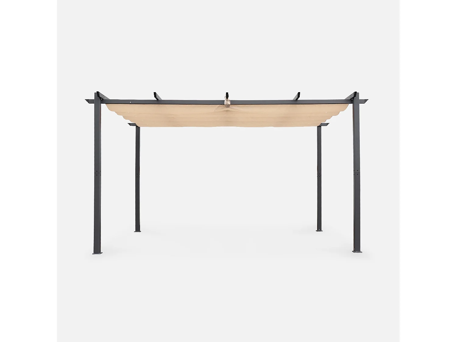 Pergola aluminium - Isla 3x4m -  Toile beige - Tonnelle idéale pour votre terrasse. toit rétractable. toile coulissante. structure aluminium