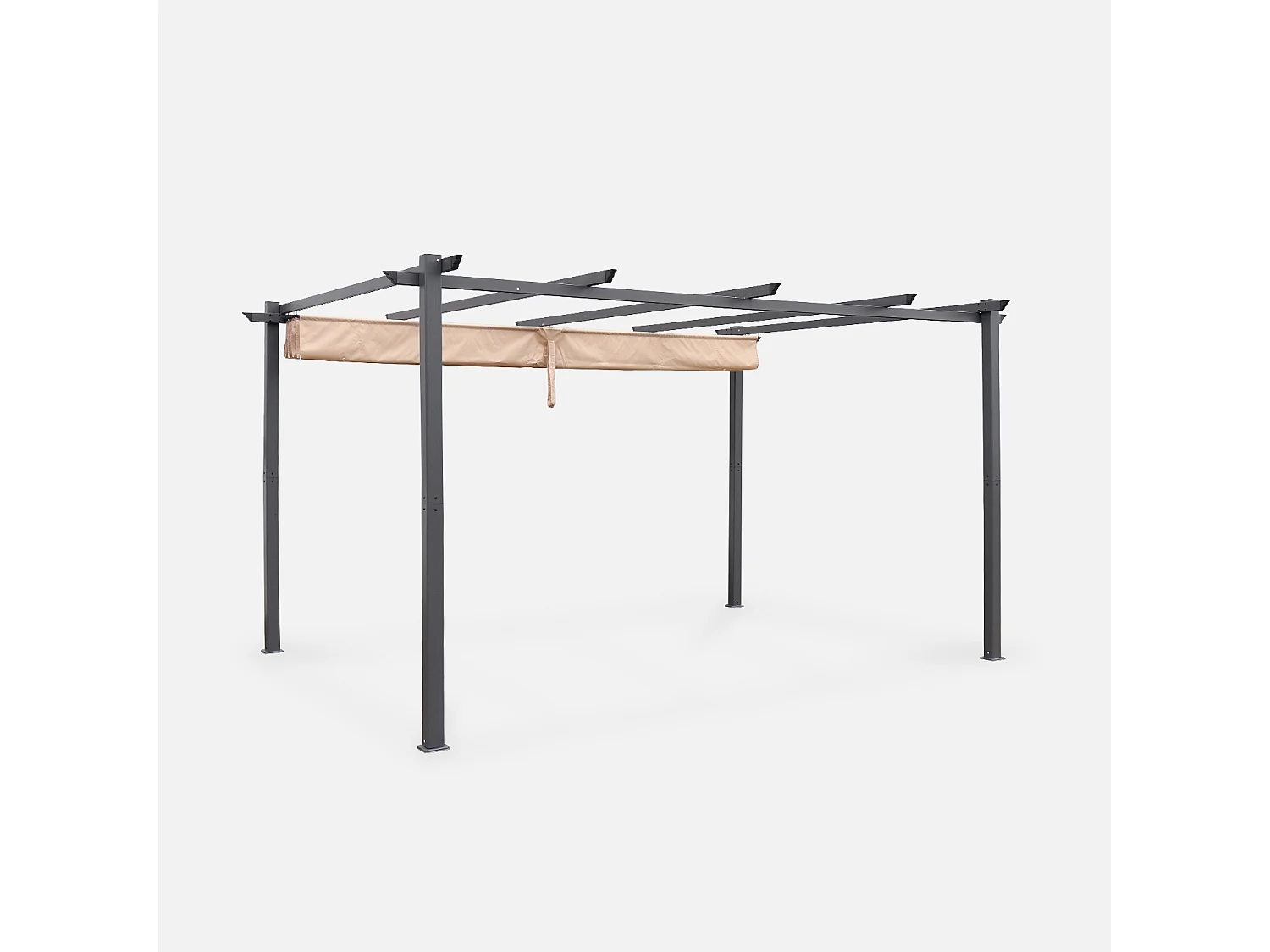 Pergola aluminium - Isla 3x4m -  Toile beige - Tonnelle idéale pour votre terrasse. toit rétractable. toile coulissante. structure aluminium