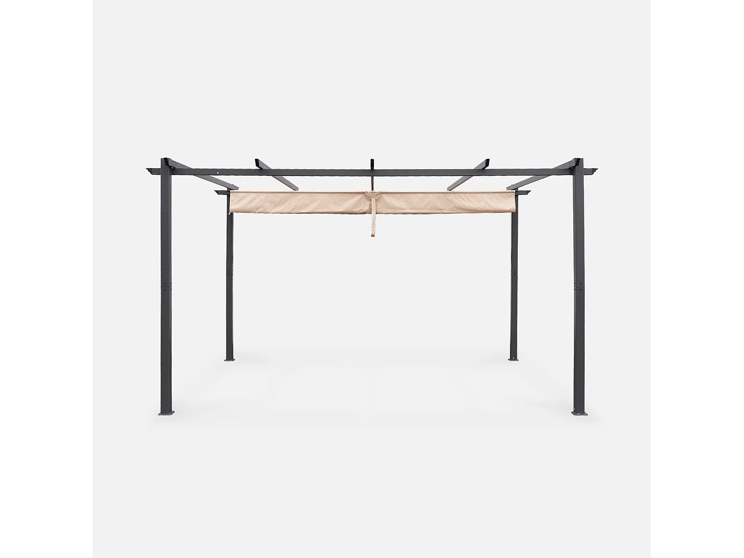 Pergola aluminium - Isla 3x4m -  Toile beige - Tonnelle idéale pour votre terrasse. toit rétractable. toile coulissante. structure aluminium