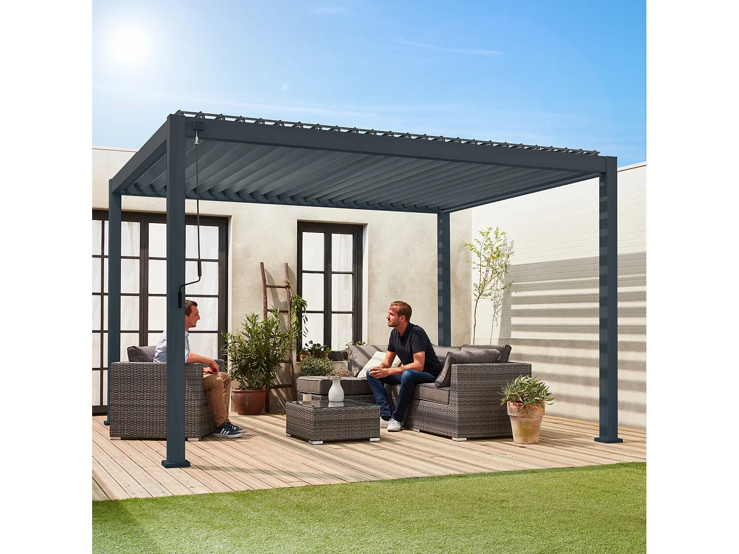 Pérgola bioclimática  3x4m de aluminio con lamas orientables antracita