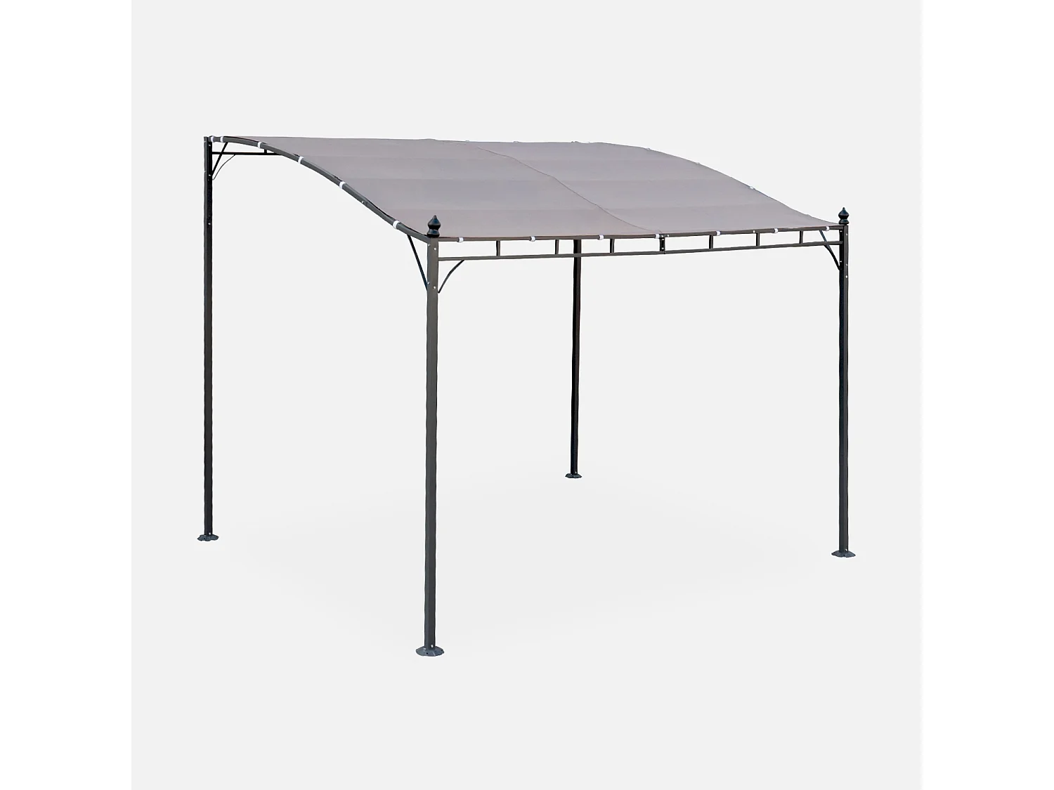 Pergola a parete struttura in acciaio 3x2,5 m  con tetto in tessuto,