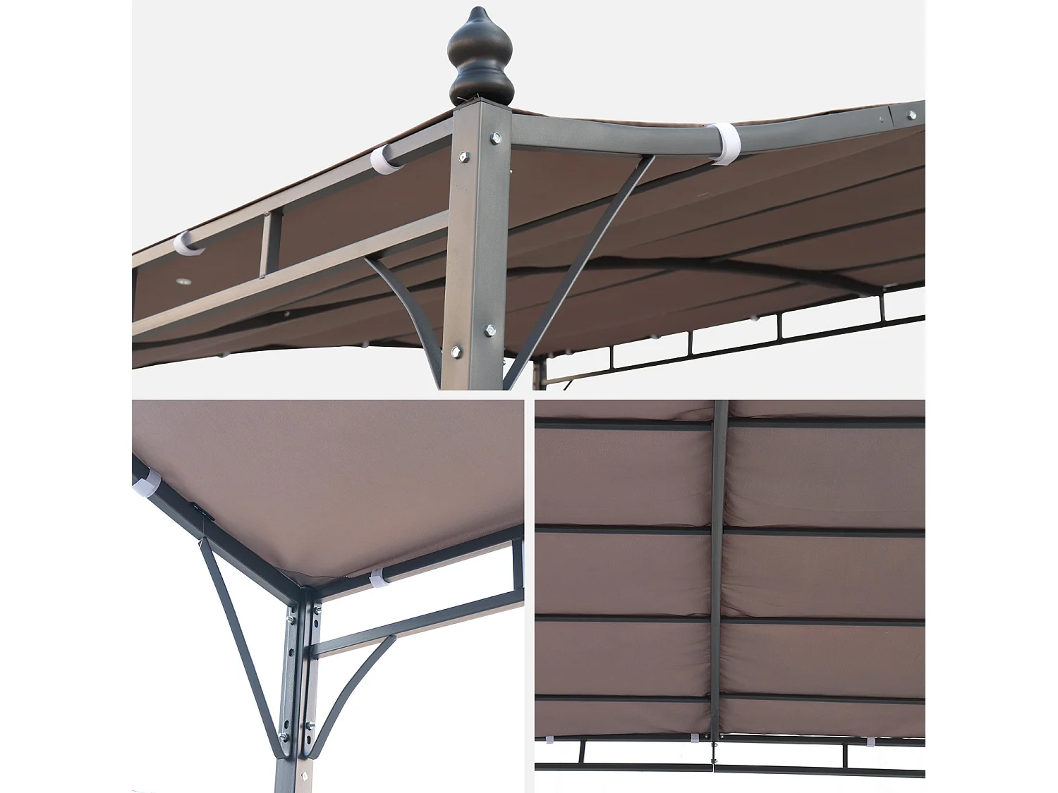 Pergola a parete struttura in acciaio 3x2,5 m  con tetto in tessuto,