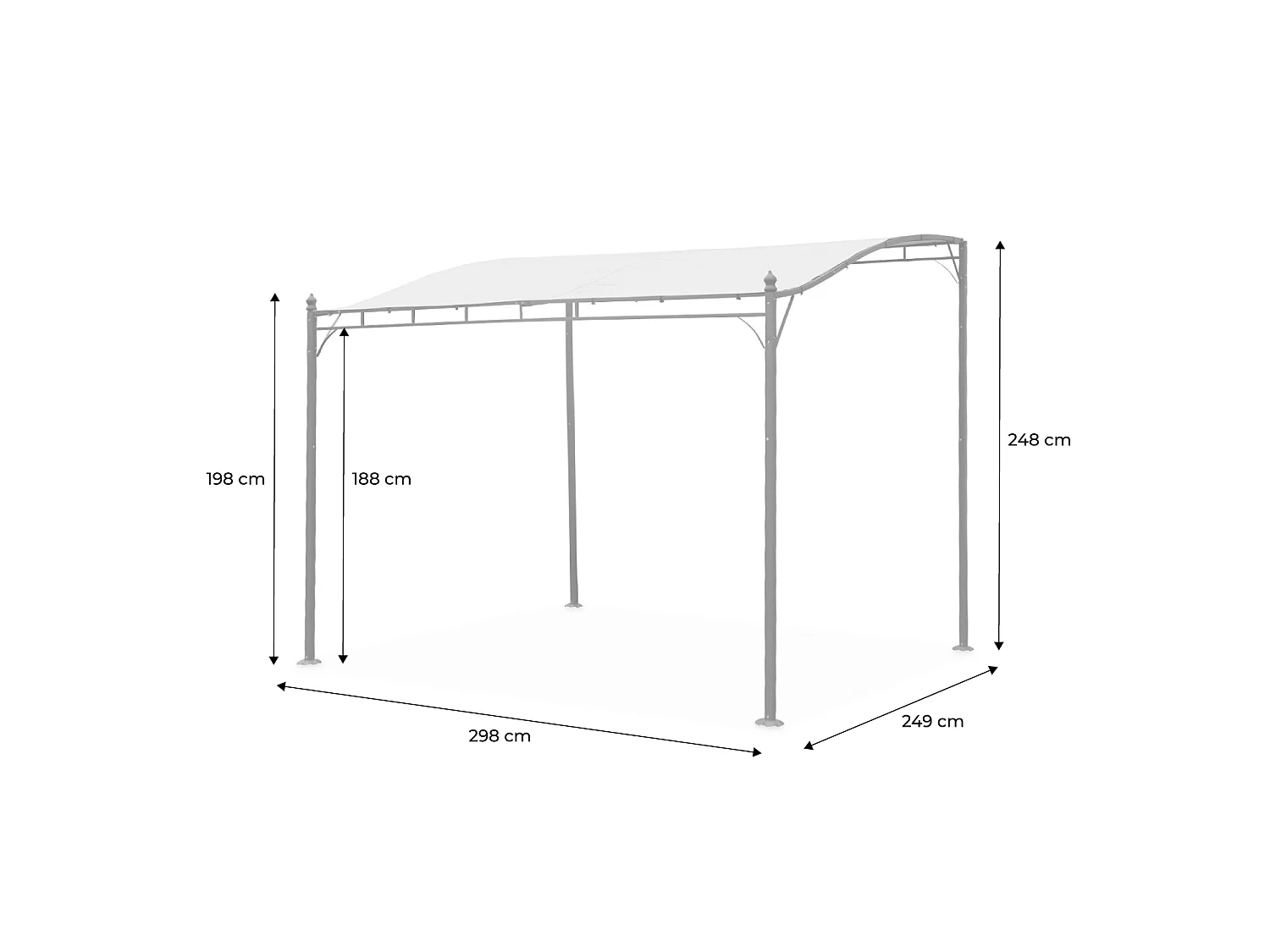 Pérgola adosada de acero, 3x2.5m pardo